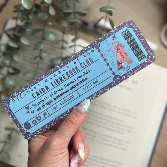 Marcapáginas con forma de ticket de Caída libre.