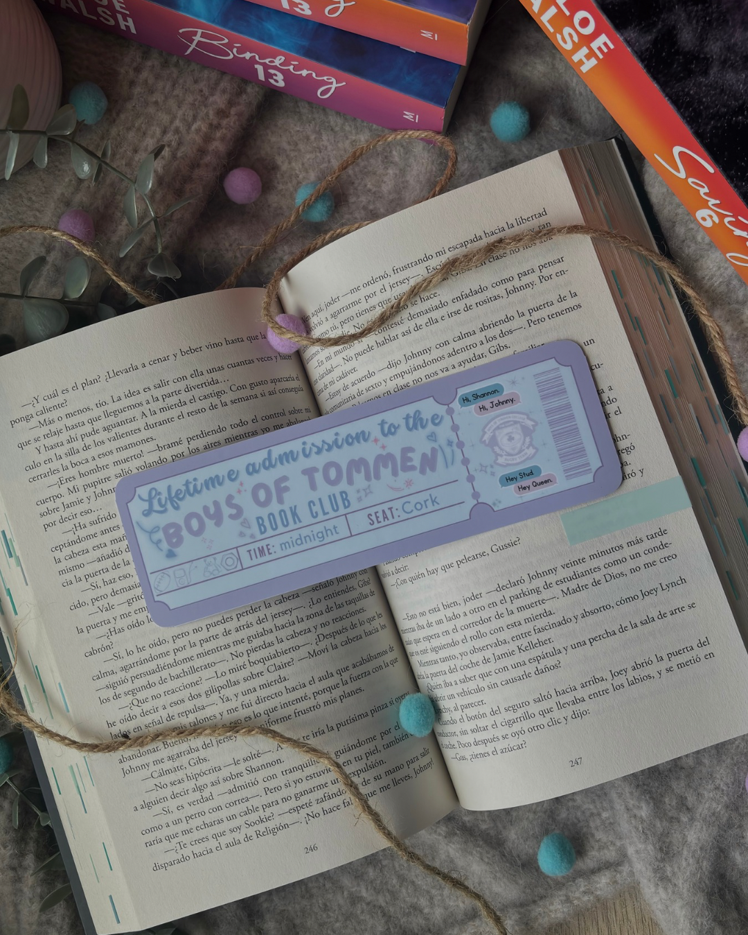 Marcapáginas con forma de Ticket Los chicos de Tommen