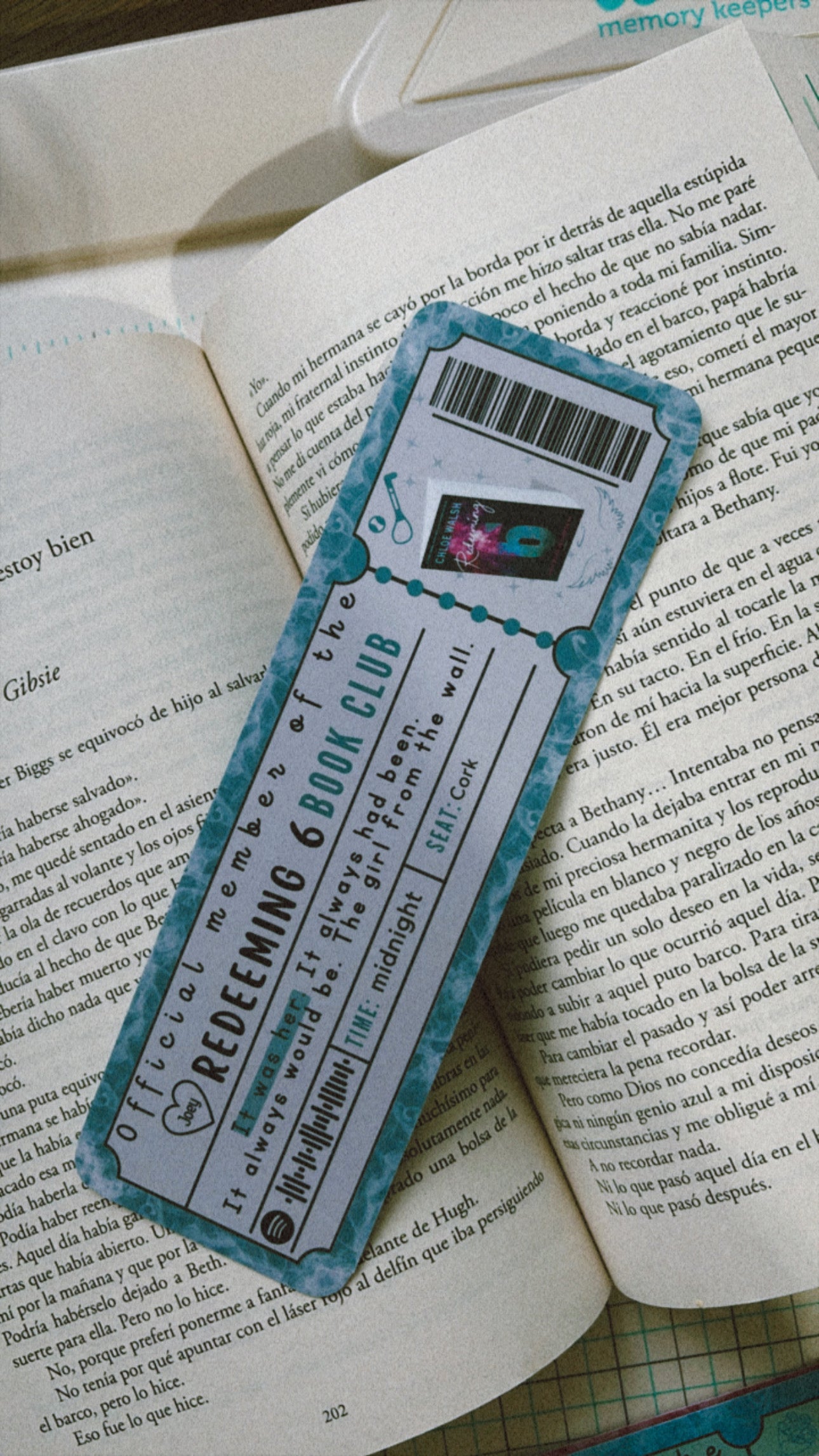 Marcapáginas con forma de Ticket Los chicos de Tommen