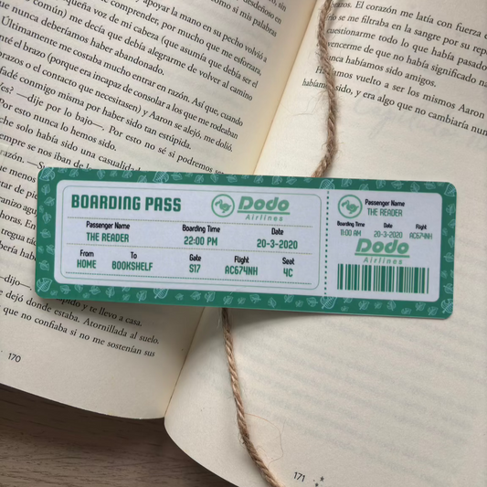 Marcapáginas tradicional Animal Crossing pase de avión 'Dodo Airlines'