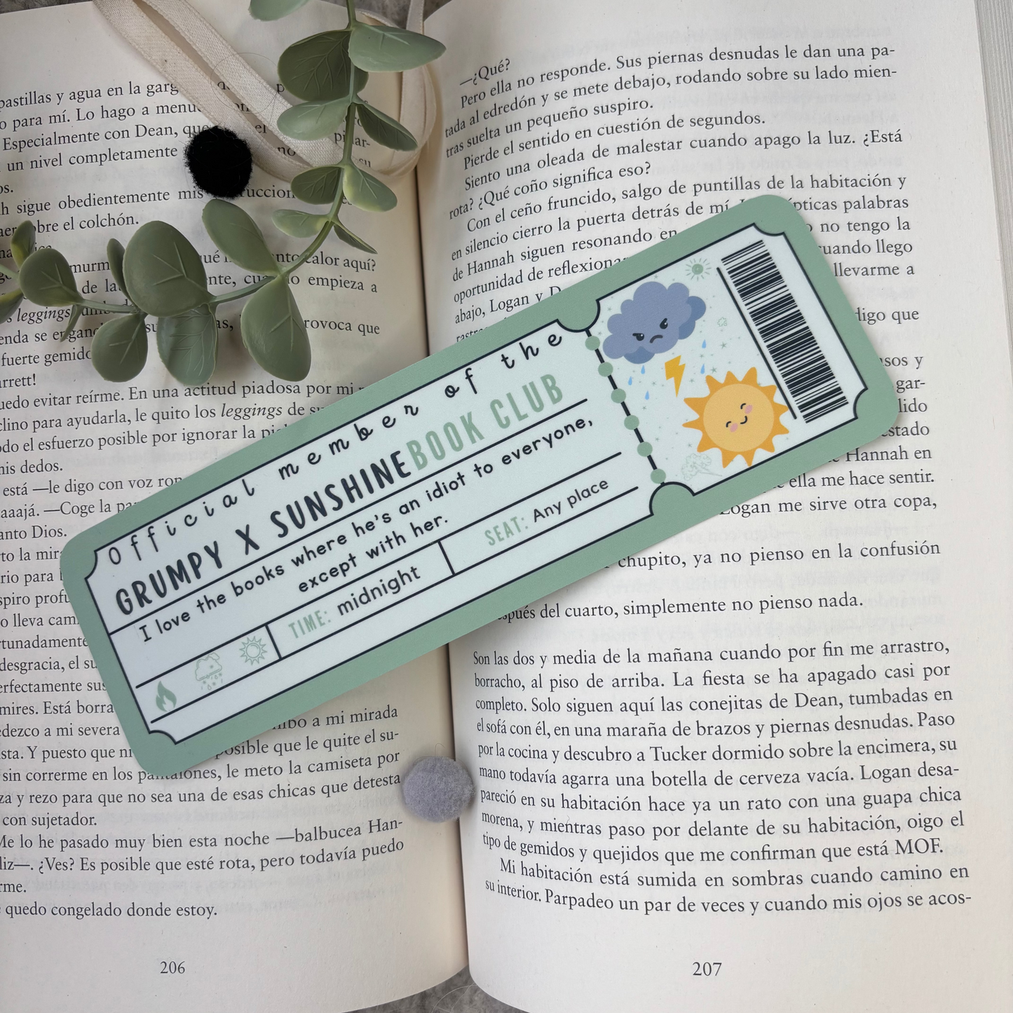 Marcapáginas con forma de ticket Grumpy X Sunshine