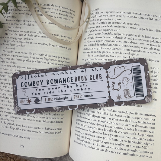 Marcapáginas con forma de ticket Cowboy Romance