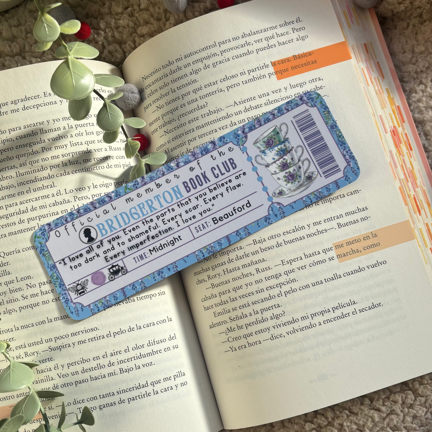 Marcapáginas con forma de ticket Los Bridgerton.
