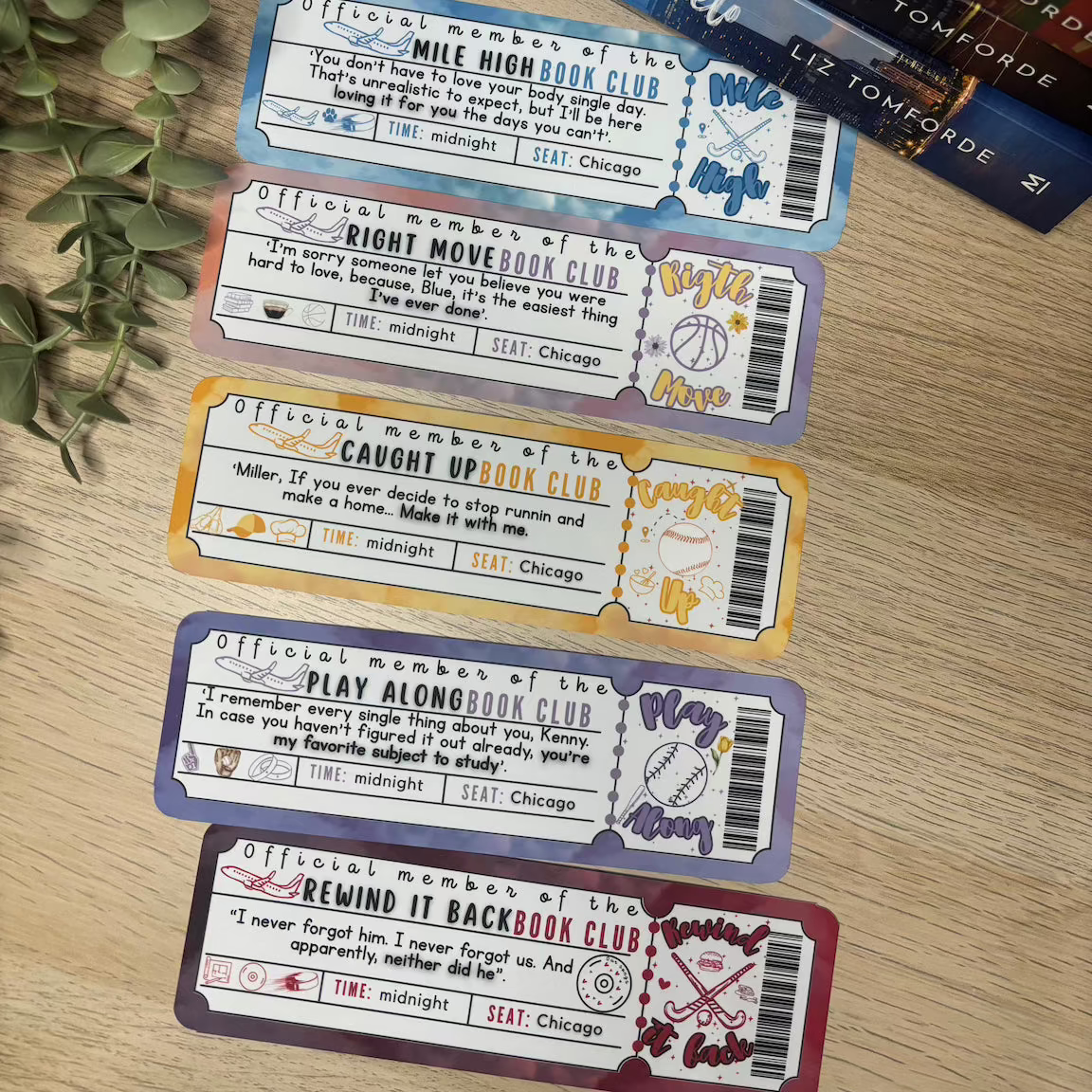 Marcapáginas con forma de ticket saga Windy City, Liz Tomforde