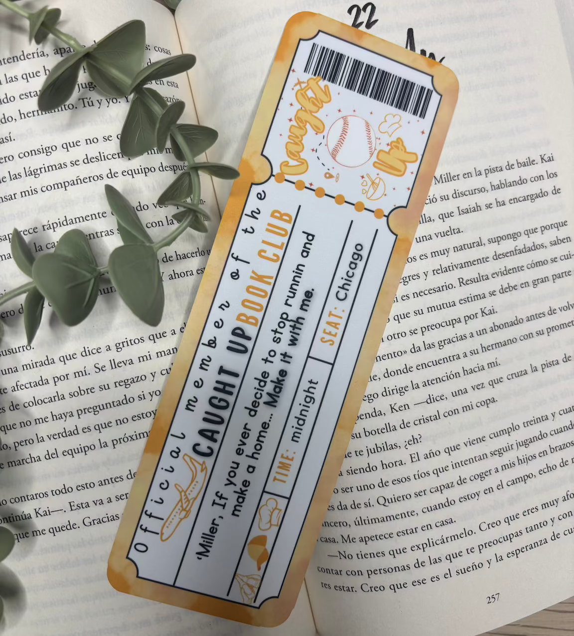 Marcapáginas con forma de ticket saga Windy City, Liz Tomforde