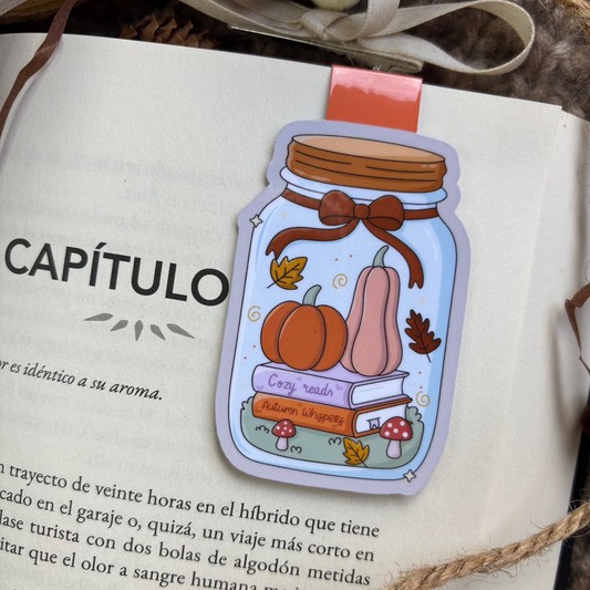 Marcapáginas tarro libros y calabazas