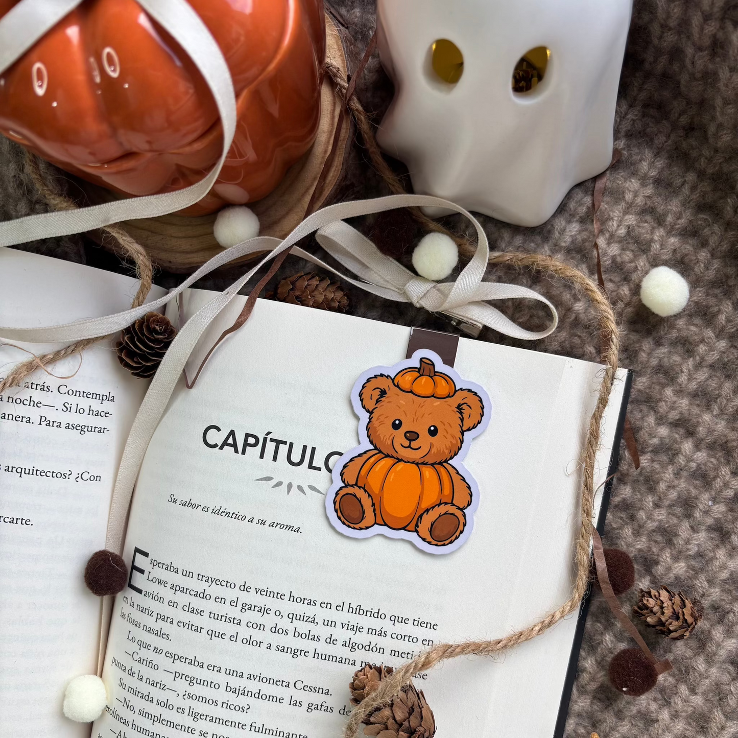 Marcapáginas Teddy calabaza.