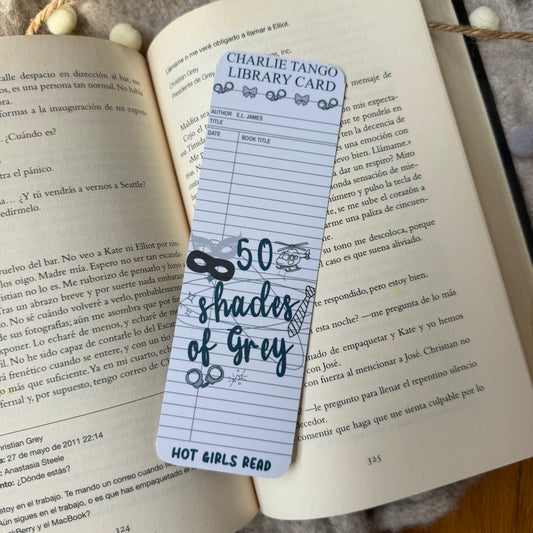 Marcapáginas tradicional Library Card 50 shades of Grey