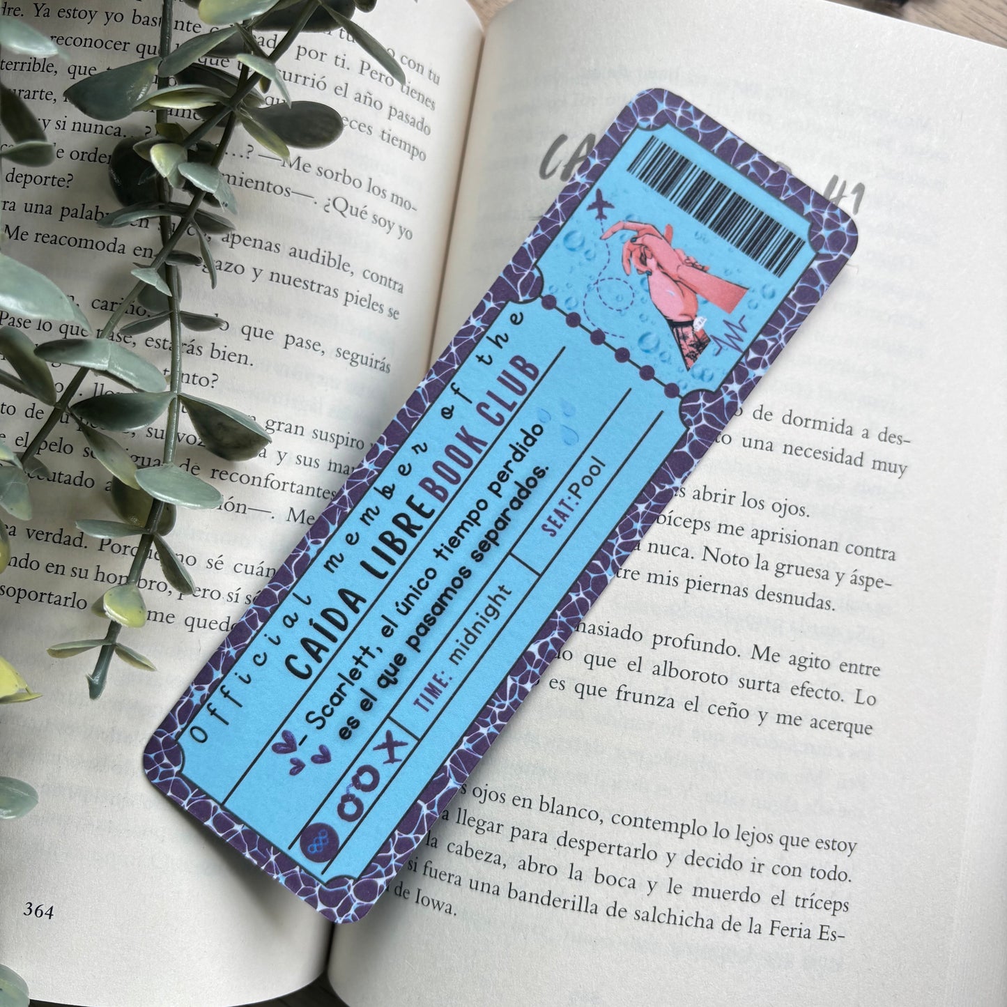 Marcapáginas con forma de ticket de Caída libre.