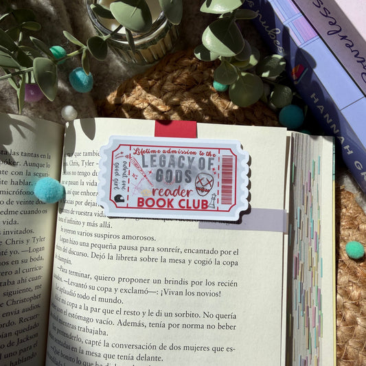 Marca páginas con forma de ticket saga Legado de Dioses, de Rina Kent