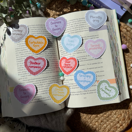 Pegatinas corazones tropes literarias