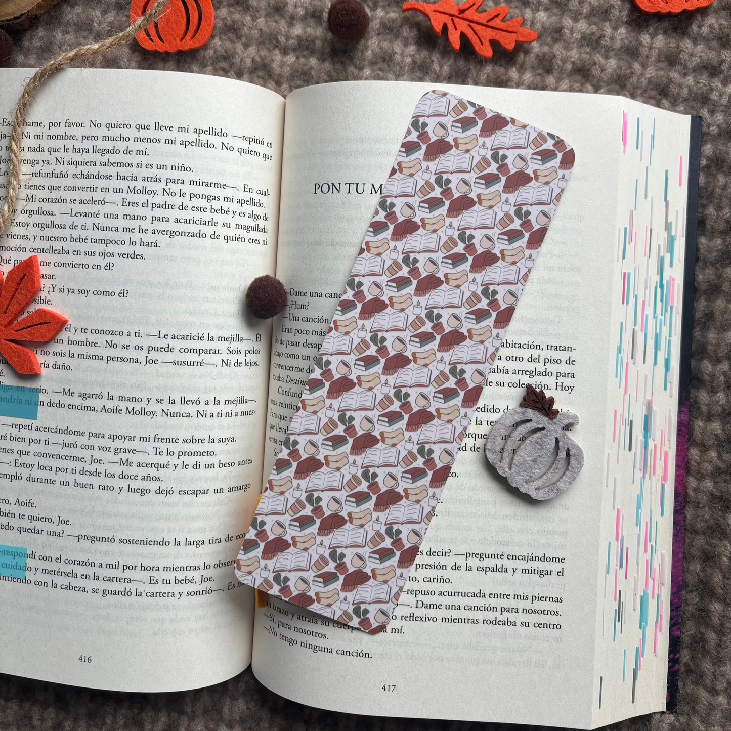 Marcapáginas cozy libritos y mantita