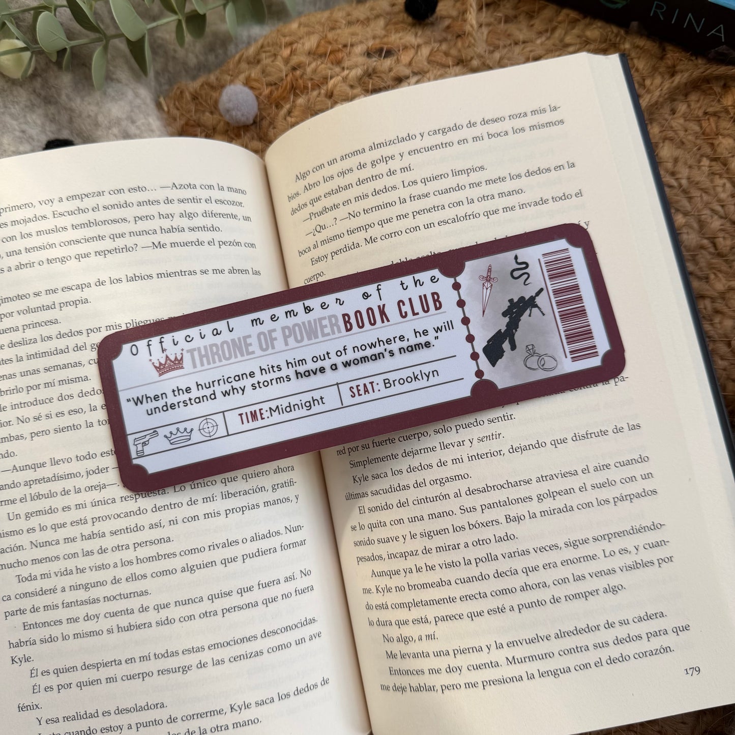 Marcapáginas con forma de ticket Trono de poder, Rina Kent