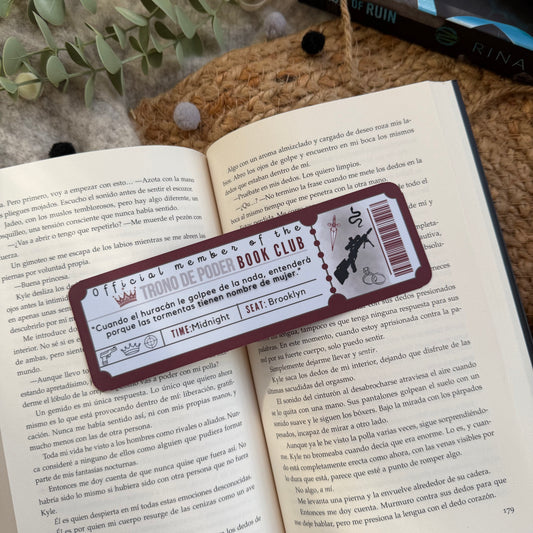 Marcapáginas con forma de ticket Trono de poder, Rina Kent