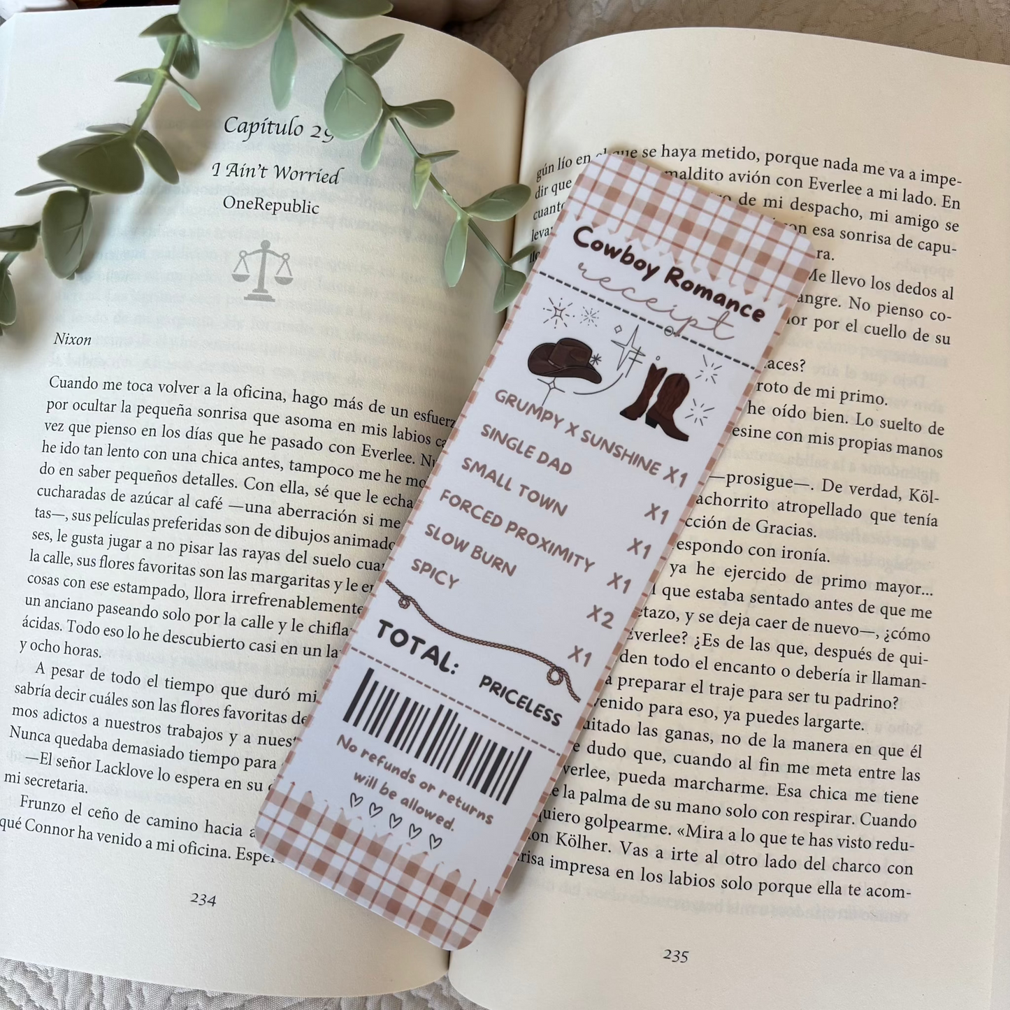 Marcapáginas tradicional Ticket de compra