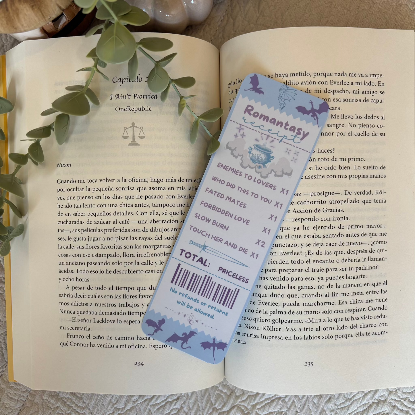 Marcapáginas tradicional Ticket de compra