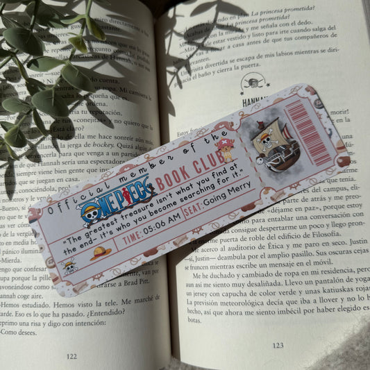 Marcapáginas con forma de ticket One piece