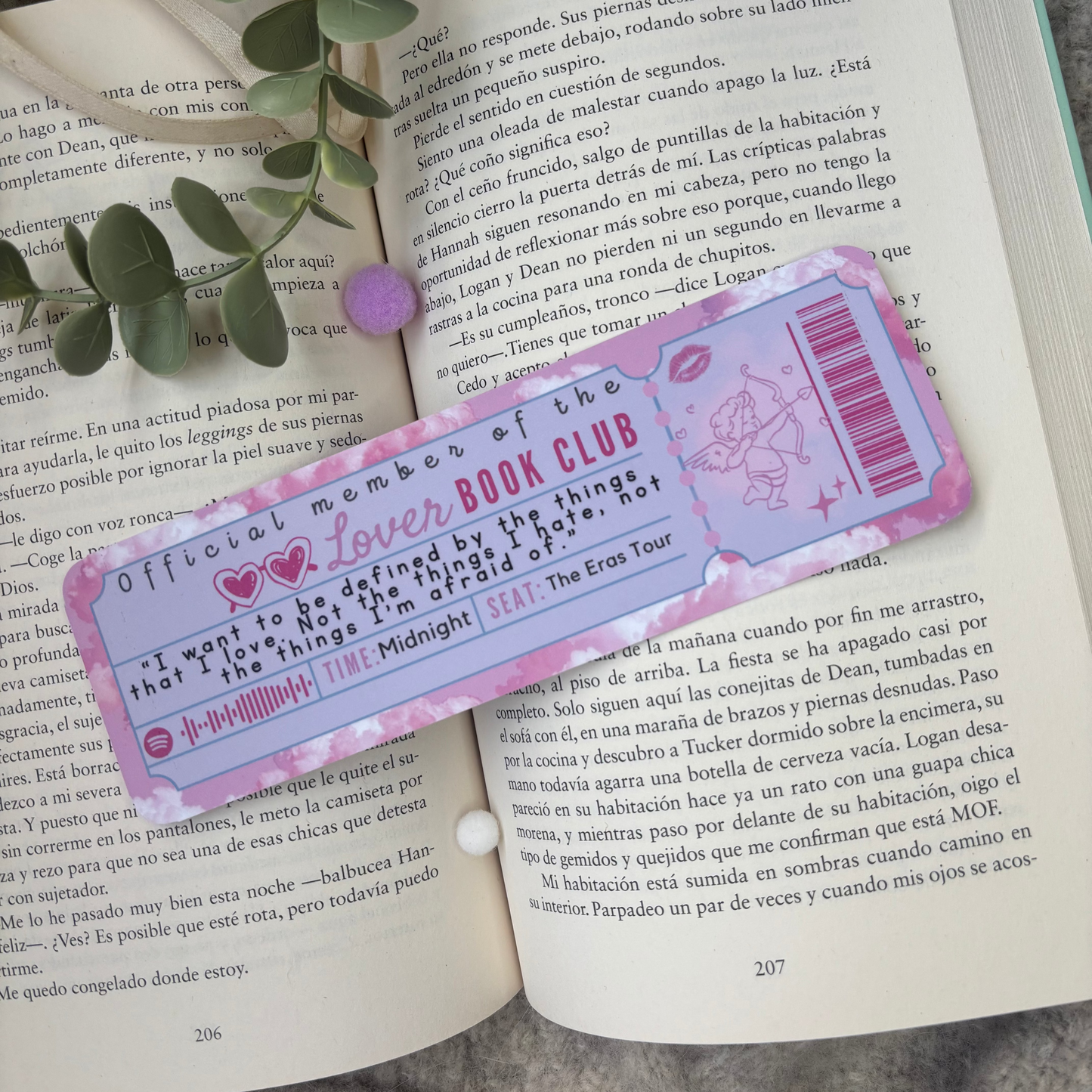 Marcapáginas con forma de ticket Eras Taylor Swift.