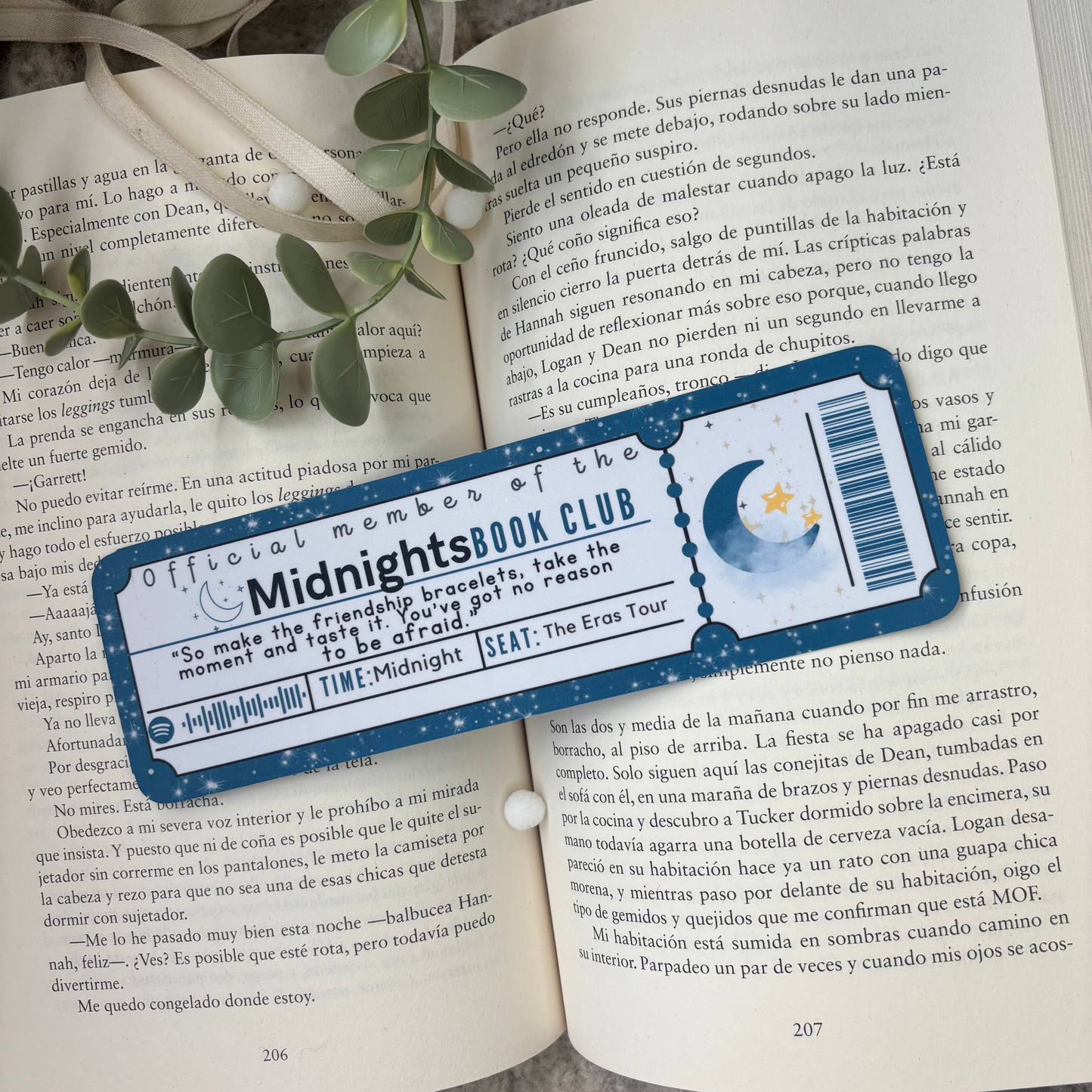 Marcapáginas con forma de ticket Eras Taylor Swift.