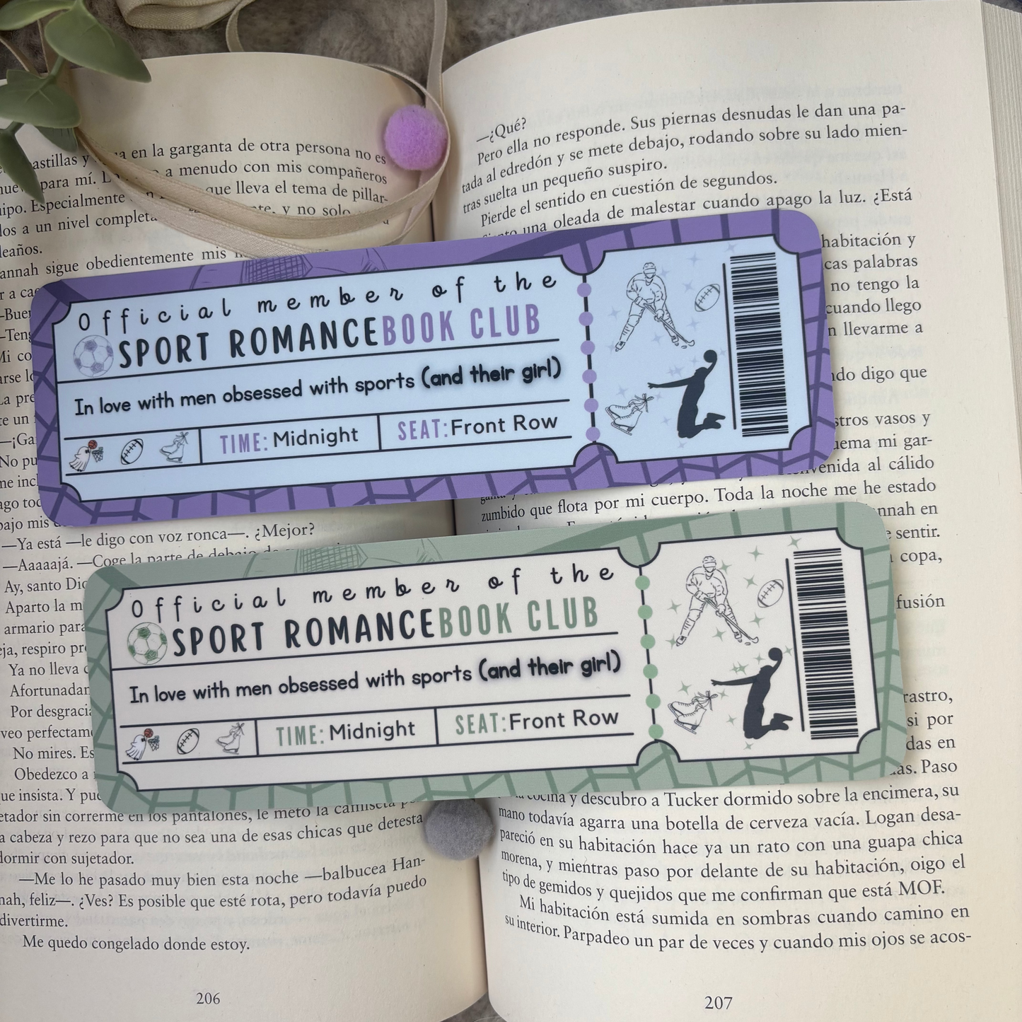 Marcapáginas con forma de ticket Sport Romance