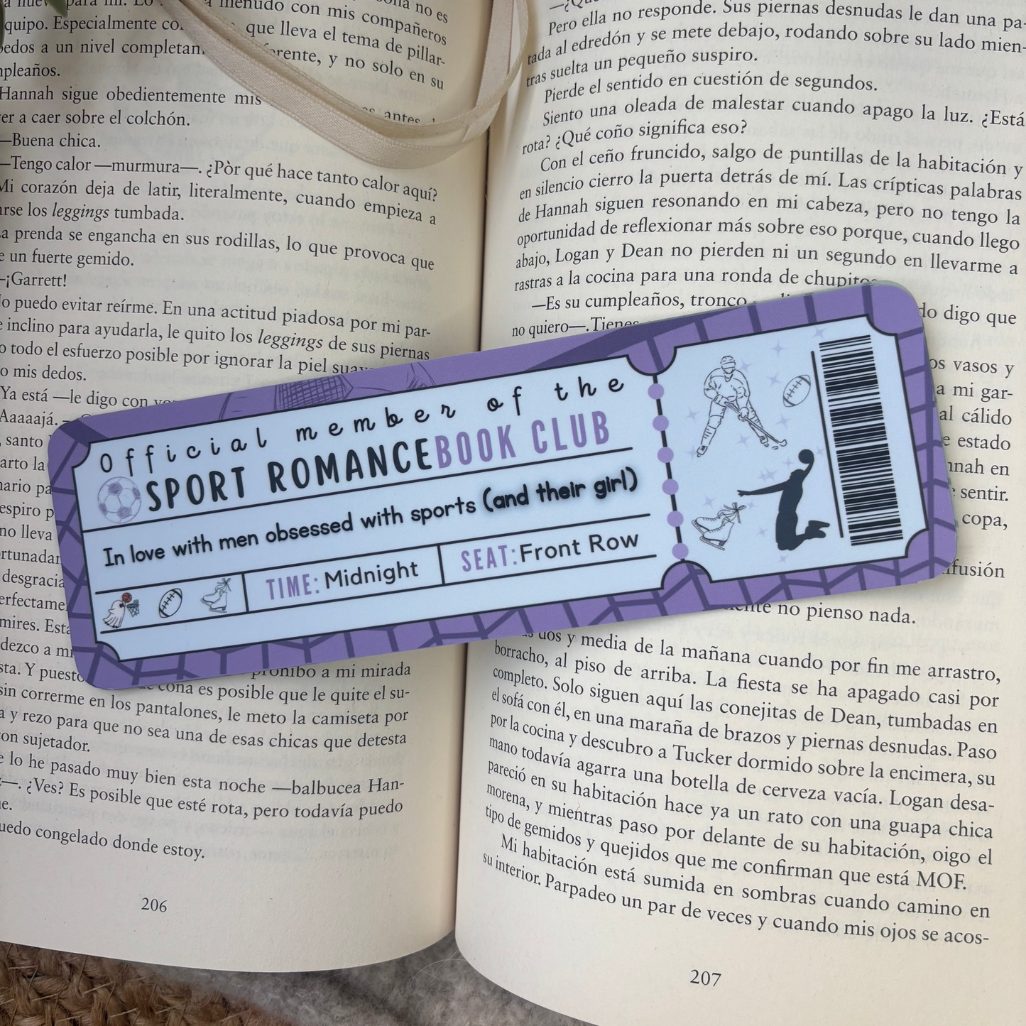 Marcapáginas con forma de ticket Sport Romance