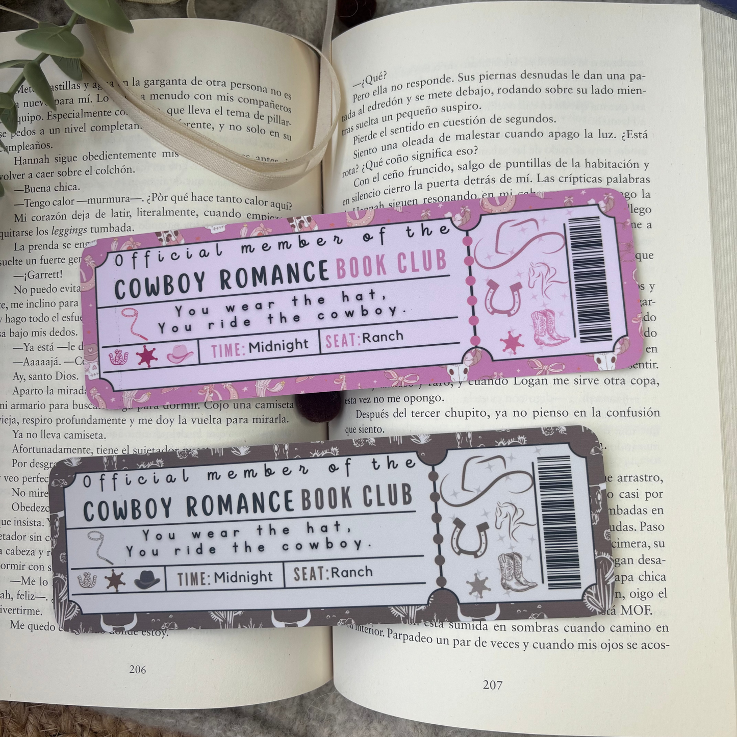 Marcapáginas con forma de ticket Cowboy Romance