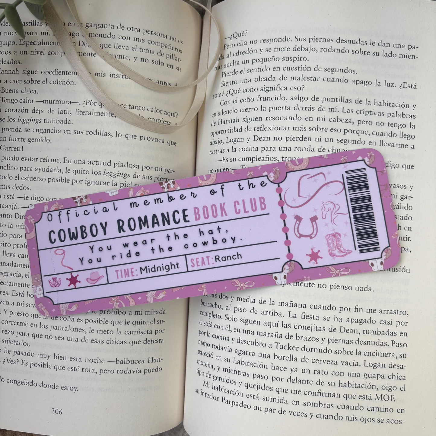 Marcapáginas con forma de ticket Cowboy Romance