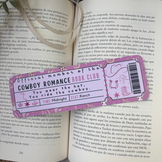 Marcapáginas con forma de ticket Cowboy Romance