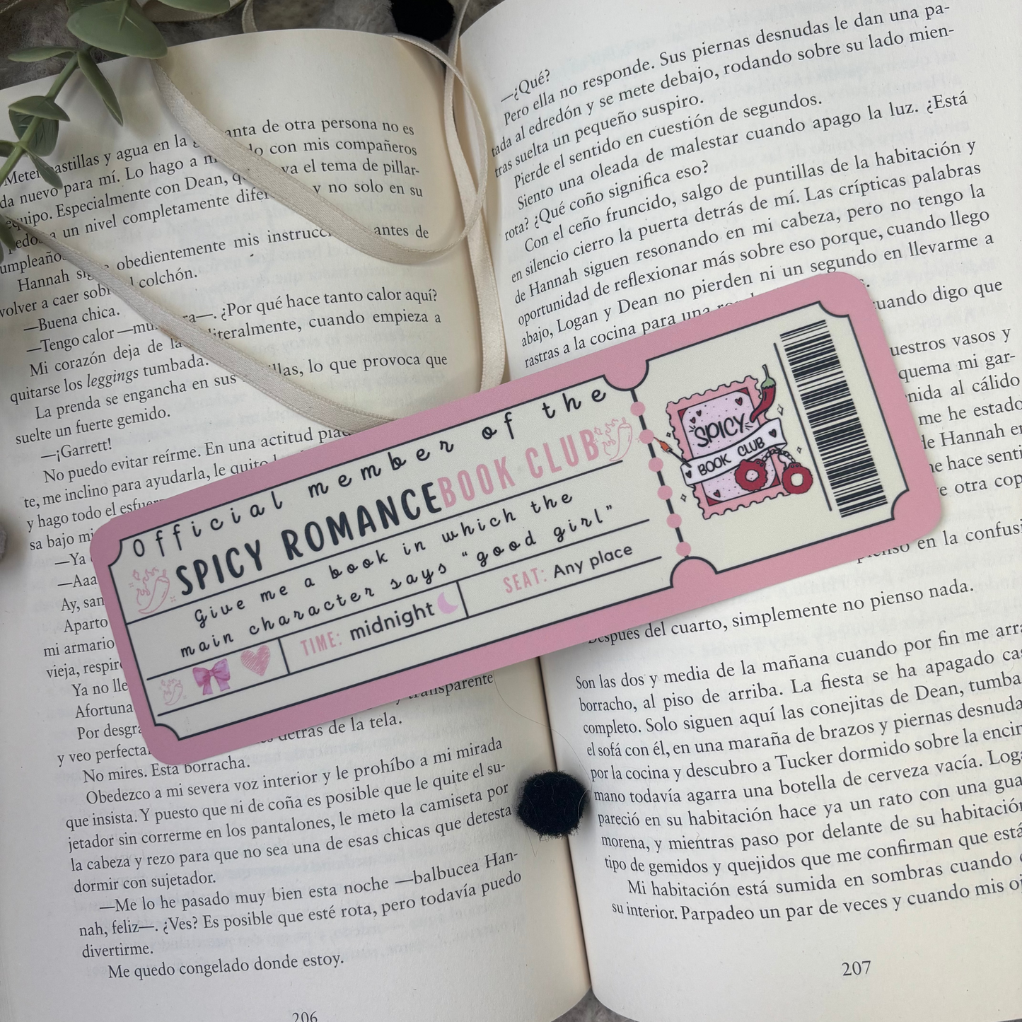 Marcapáginas con forma de ticket Spicy Romance