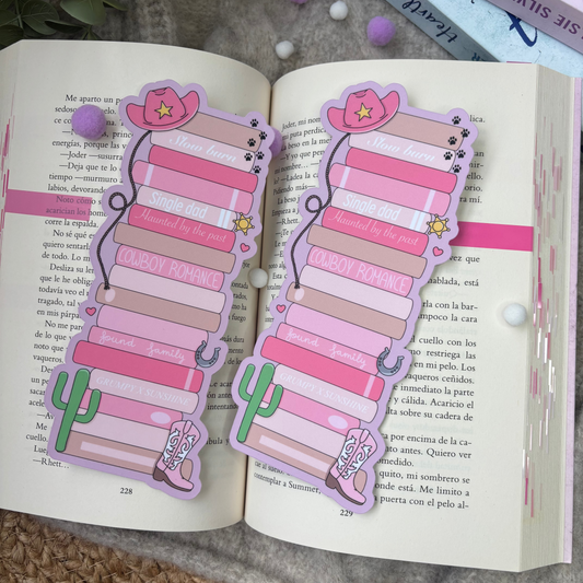 Marcapáginas tradicional pila de libros X Cowboy Romance.