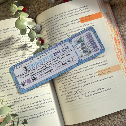 Marcapáginas con forma de ticket Los Bridgerton.