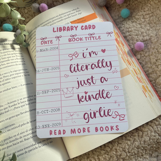 Kindle insert Library Card Kindle girlie
