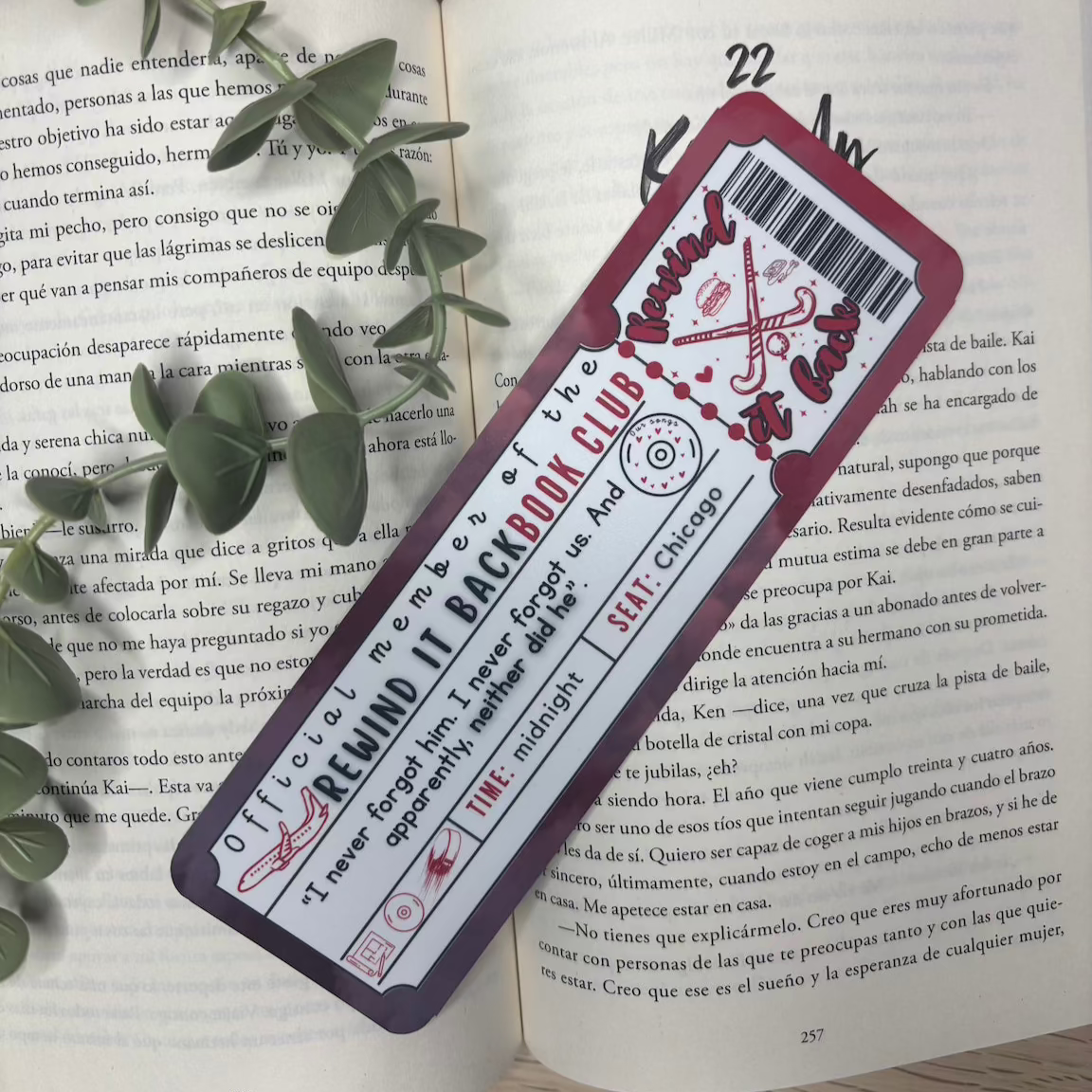 Marcapáginas con forma de ticket saga Windy City, Liz Tomforde
