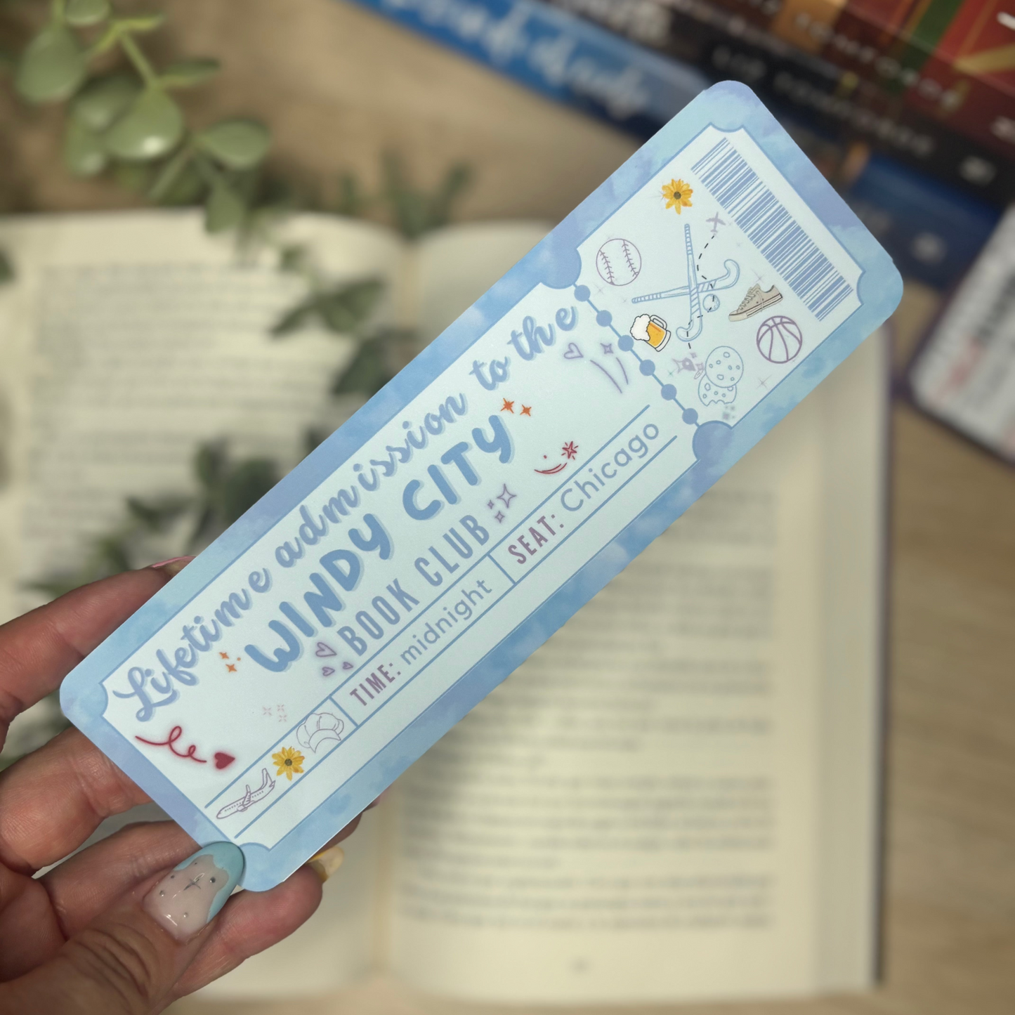 Marcapáginas con forma de ticket saga Windy City, Liz Tomforde