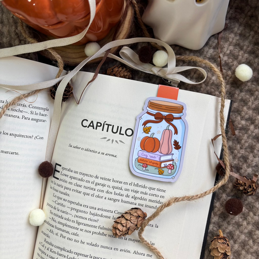 Marcapáginas tarro libros y calabazas