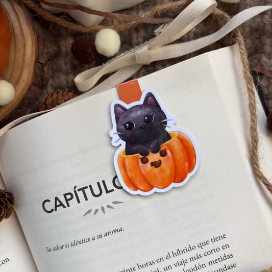 Marcapáginas gatito en calabaza